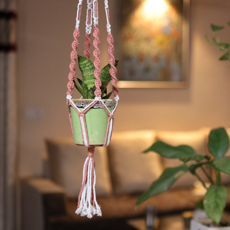 Peach Web Macrame Plant Holder | Verified Sustainable Pots & Planters on Brown Living™