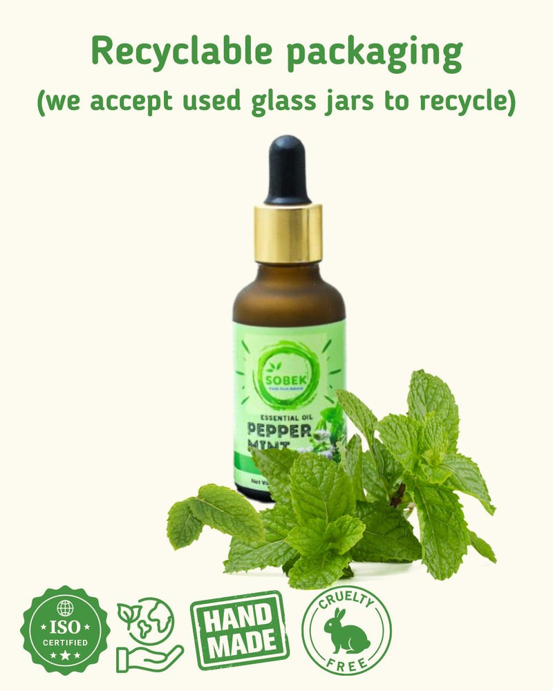 Peppermint Essential Oil- 30ml for Aromatherapy | For Face and Body | Verified Sustainable Essential Oils on Brown Living™