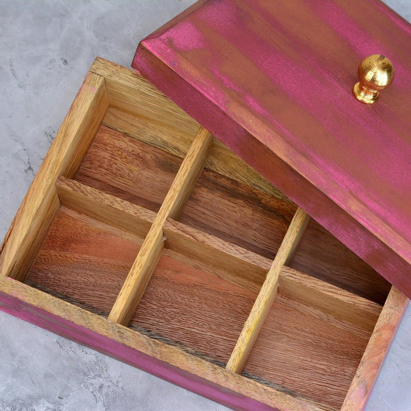 Pink Knob Mango Wood Box | Verified Sustainable Organizers on Brown Living™