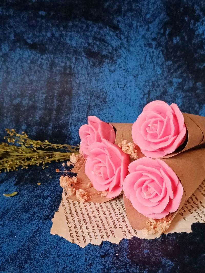 Pink Rose Soywax Candle Flower Bouquet (Sweet Patchouli) | Verified Sustainable Candles & Fragrances on Brown Living™