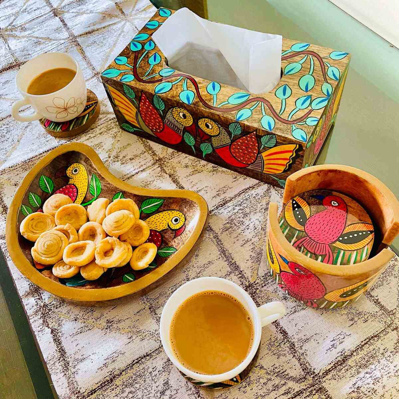 Preet Hamper- Handcrafted Maitri Platter and Pihu Coaster Set | Verified Sustainable Gift Giving on Brown Living™