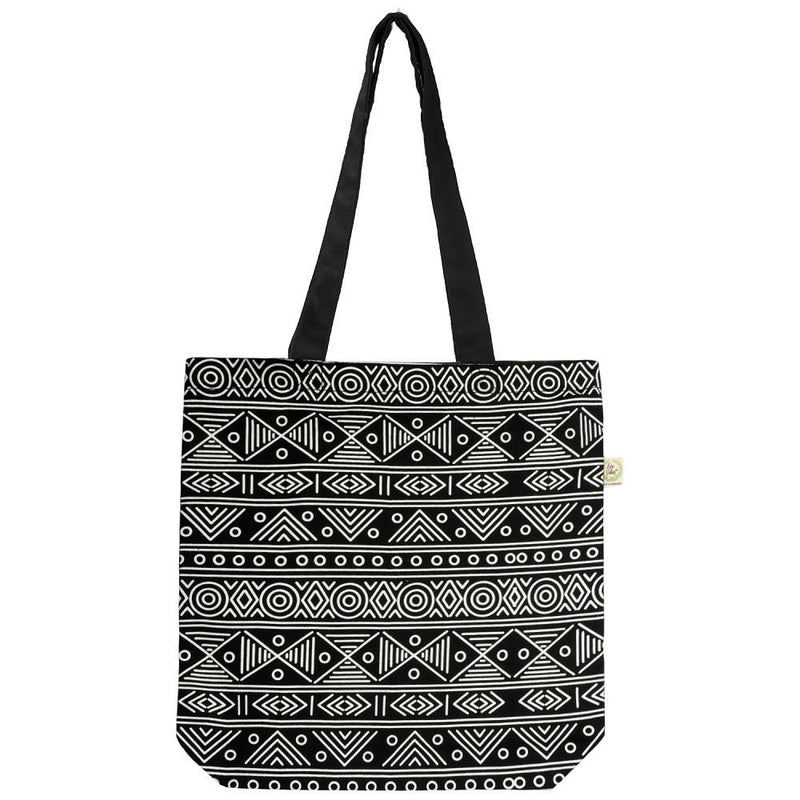 Premium Cotton Canvas Tote Bag - Aztec Black | Verified Sustainable Tote Bag on Brown Living™