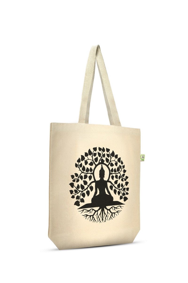 Premium Cotton Canvas Tote Bag - Buddha White | Verified Sustainable Tote Bag on Brown Living™