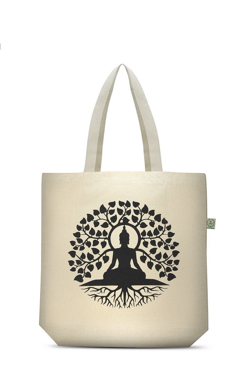 Premium Cotton Canvas Tote Bag - Buddha White | Verified Sustainable Tote Bag on Brown Living™