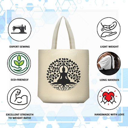 Premium Cotton Canvas Tote Bag - Buddha White | Verified Sustainable Tote Bag on Brown Living™