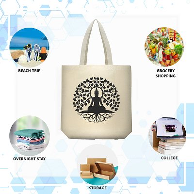 Premium Cotton Canvas Tote Bag - Buddha White | Verified Sustainable Tote Bag on Brown Living™