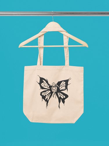 Premium Cotton Canvas Tote Bag - Butterfly White | Verified Sustainable Tote Bag on Brown Living™