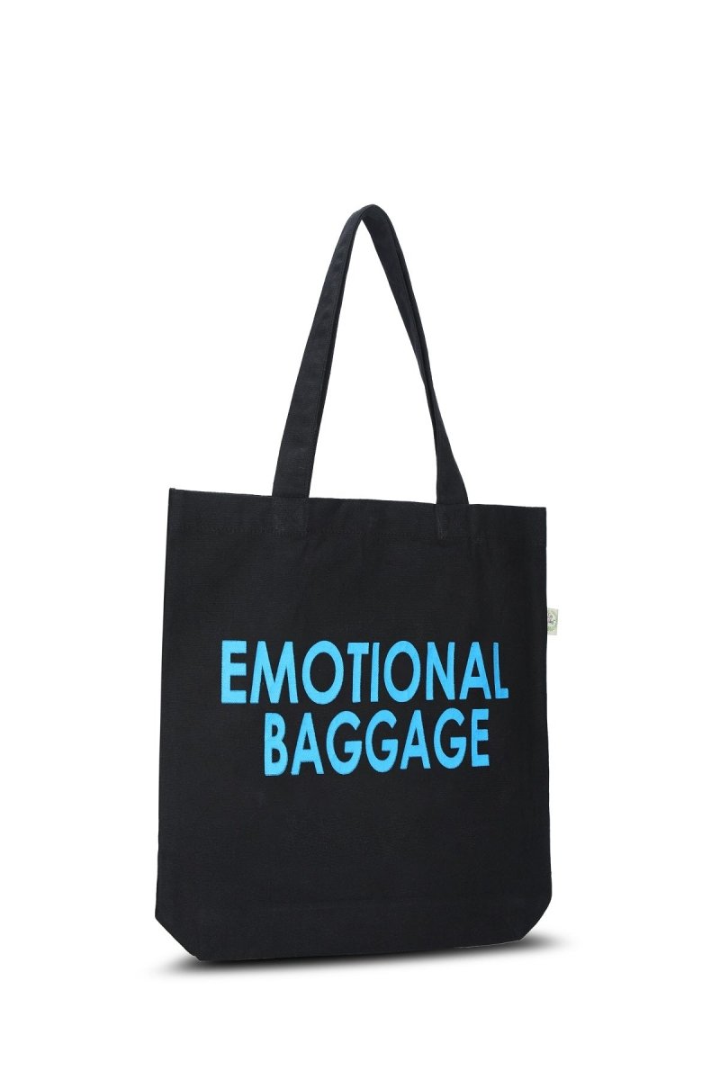 Premium Cotton Canvas Tote Bag - Emotional Baggage Black | Verified Sustainable Tote Bag on Brown Living™