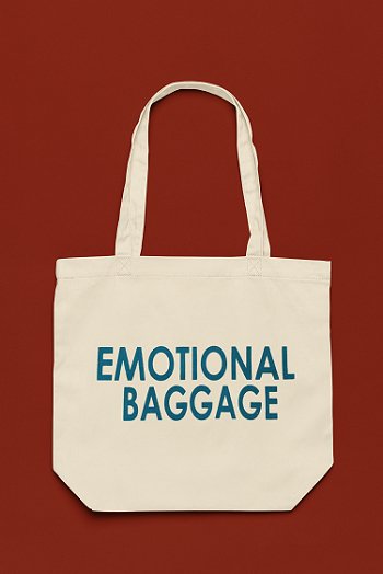 Premium Cotton Canvas Tote Bag - Emotional Baggage White | Verified Sustainable Tote Bag on Brown Living™