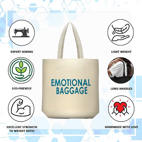 Premium Cotton Canvas Tote Bag - Emotional Baggage White | Verified Sustainable Tote Bag on Brown Living™