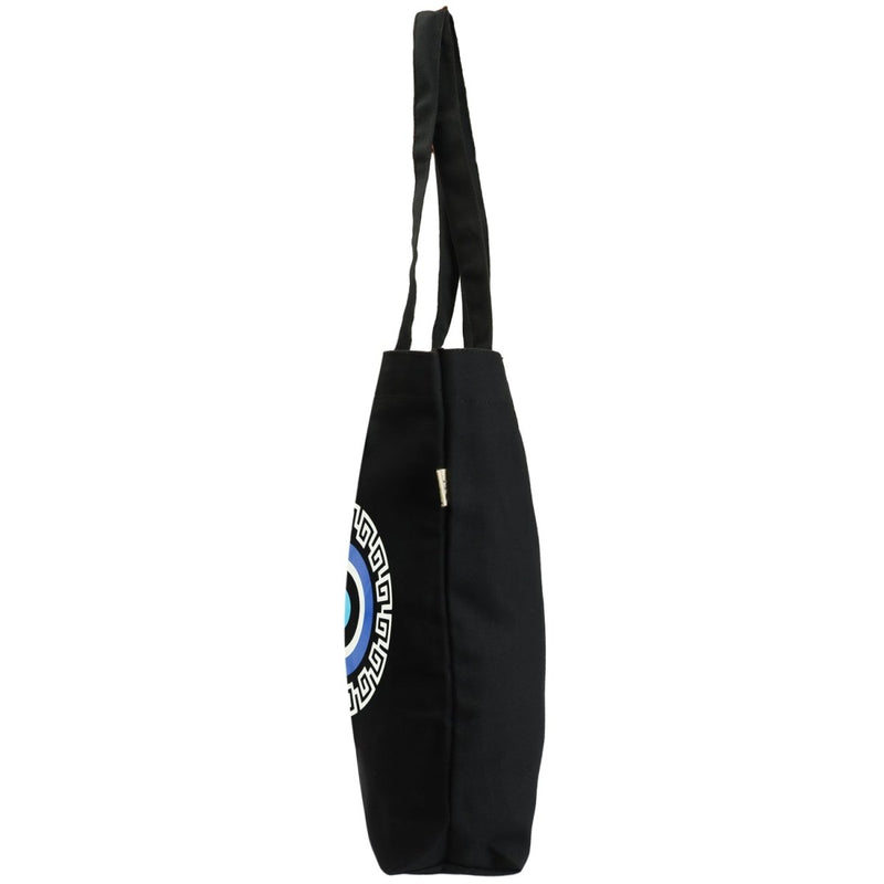 Premium Cotton Canvas Tote Bag - Evil Eye Black | Verified Sustainable Tote Bag on Brown Living™