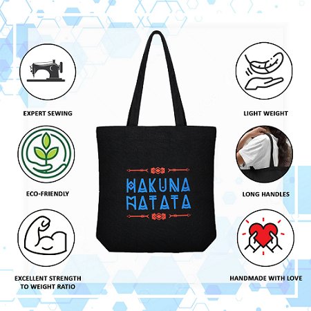 Premium Cotton Canvas Tote Bag - Hakuna Matata Black | Verified Sustainable Tote Bag on Brown Living™