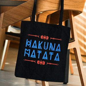 Premium Cotton Canvas Tote Bag - Hakuna Matata Black | Verified Sustainable Tote Bag on Brown Living™