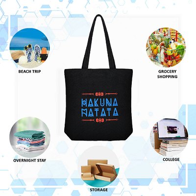 Premium Cotton Canvas Tote Bag - Hakuna Matata Black | Verified Sustainable Tote Bag on Brown Living™