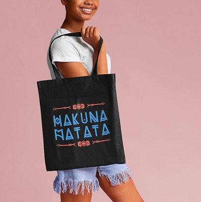 Premium Cotton Canvas Tote Bag - Hakuna Matata Black | Verified Sustainable Tote Bag on Brown Living™