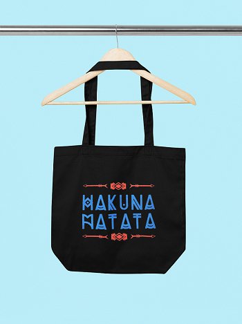 Premium Cotton Canvas Tote Bag - Hakuna Matata Black | Verified Sustainable Tote Bag on Brown Living™