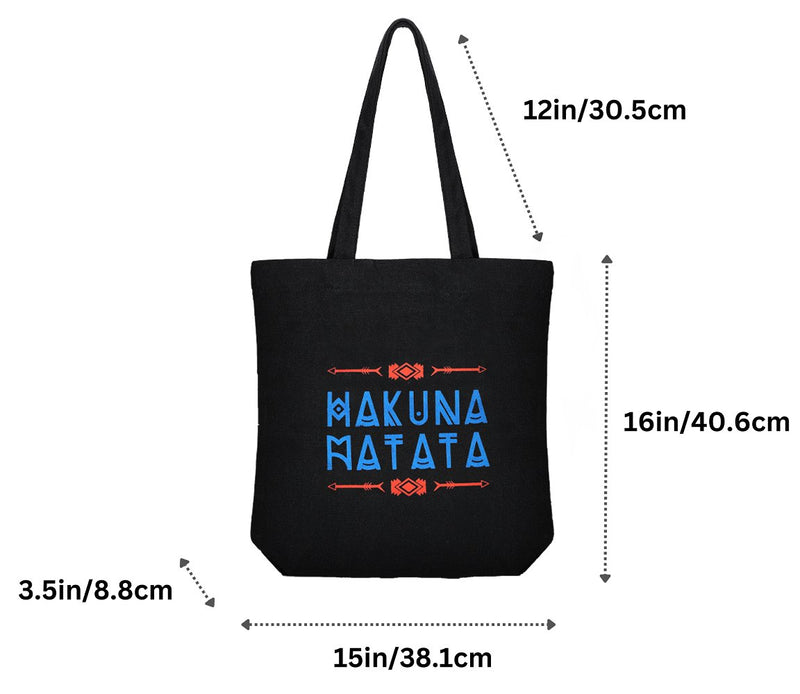 Premium Cotton Canvas Tote Bag - Hakuna Matata Black | Verified Sustainable Tote Bag on Brown Living™