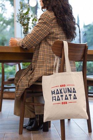 Premium Cotton Canvas Tote Bag - Hakuna Matata White | Verified Sustainable Tote Bag on Brown Living™