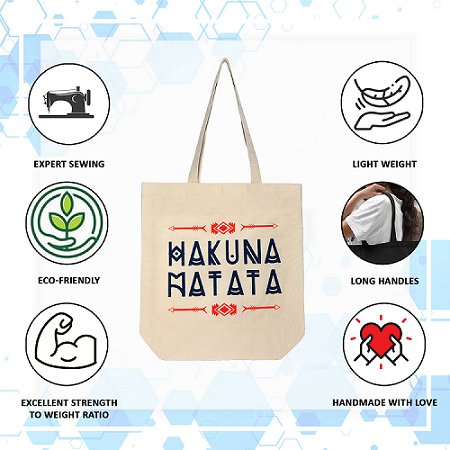 Premium Cotton Canvas Tote Bag - Hakuna Matata White | Verified Sustainable Tote Bag on Brown Living™