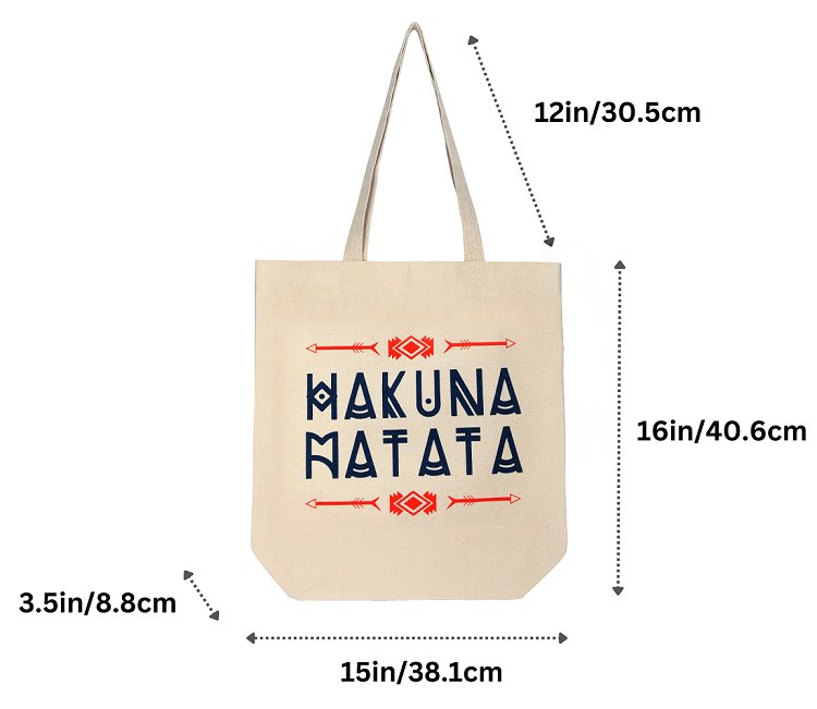 Premium Cotton Canvas Tote Bag - Hakuna Matata White | Verified Sustainable Tote Bag on Brown Living™