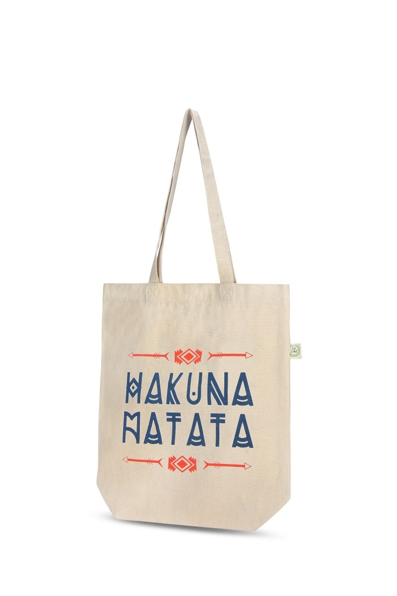 Premium Cotton Canvas Tote Bag - Hakuna Matata White | Verified Sustainable Tote Bag on Brown Living™