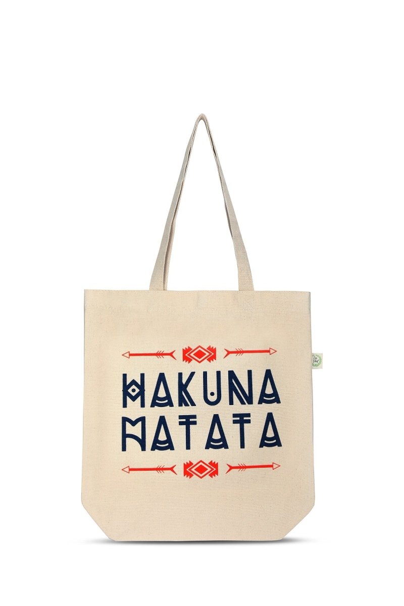 Premium Cotton Canvas Tote Bag - Hakuna Matata White | Verified Sustainable Tote Bag on Brown Living™