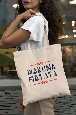 Premium Cotton Canvas Tote Bag - Hakuna Matata White | Verified Sustainable Tote Bag on Brown Living™