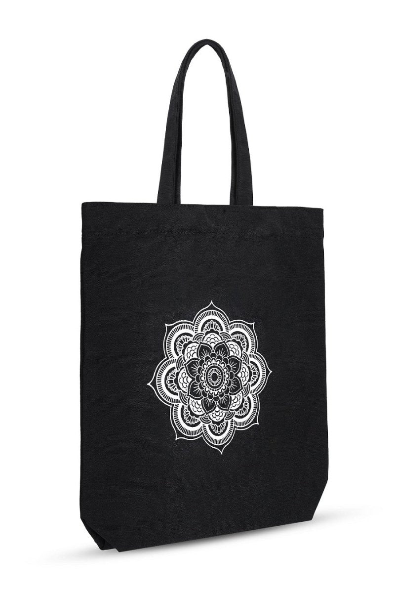 Premium Cotton Canvas Tote Bag - Mandala Black | Verified Sustainable Tote Bag on Brown Living™