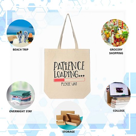 Premium Cotton Canvas Tote Bag - Patience Loading White | Verified Sustainable Tote Bag on Brown Living™