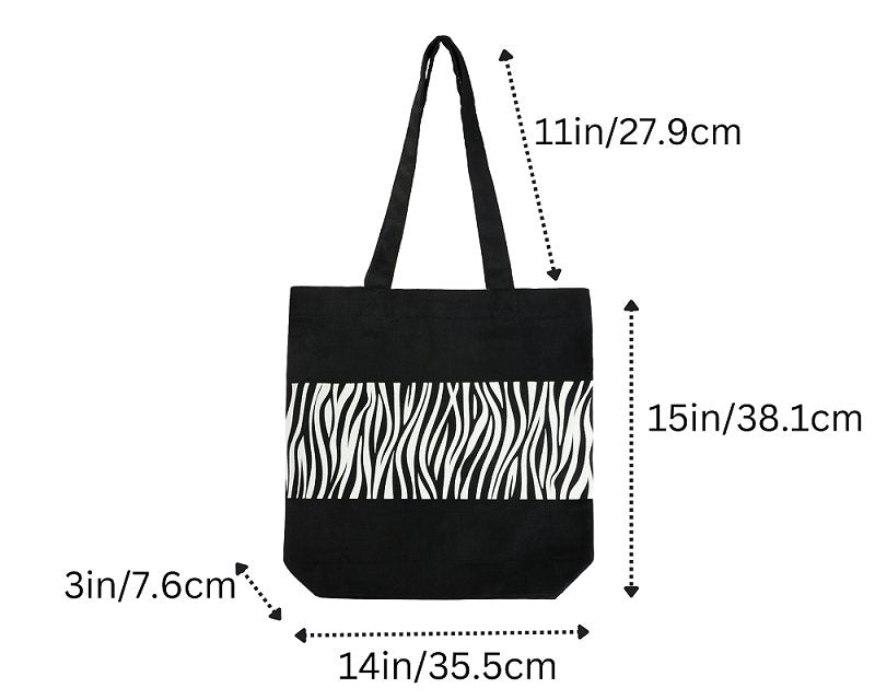 Premium Cotton Canvas Tote Bag - Zebra Black | Verified Sustainable Tote Bag on Brown Living™