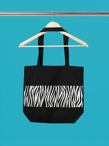 Premium Cotton Canvas Tote Bag - Zebra Black | Verified Sustainable Tote Bag on Brown Living™