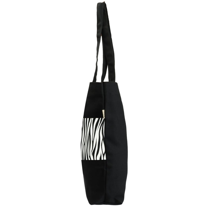 Premium Cotton Canvas Tote Bag - Zebra Black | Verified Sustainable Tote Bag on Brown Living™