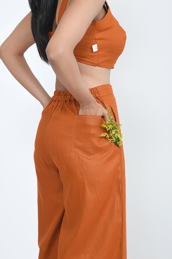 Pure Hemp Fabric Rust Orange Crop Top | Loungewear [Limited Edition] | Verified Sustainable Womens Top on Brown Living™