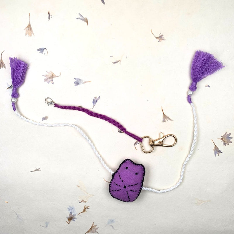 Purple Cat - Reusable Shaped Eco - friendly Kids Rakhi with Keychain String | Verified Sustainable Rakhi on Brown Living™