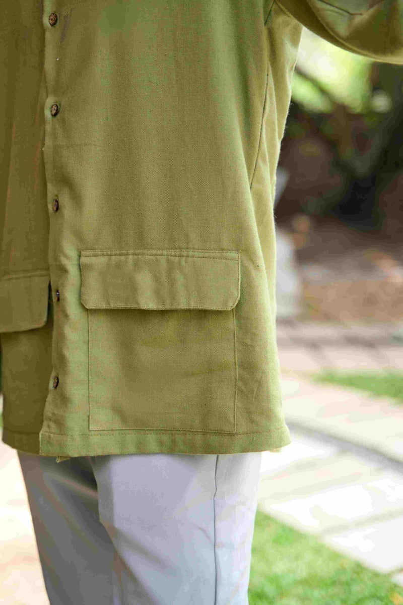 Raglan Sleeve Cotton Shacket | Verified Sustainable Mens Jacket on Brown Living™