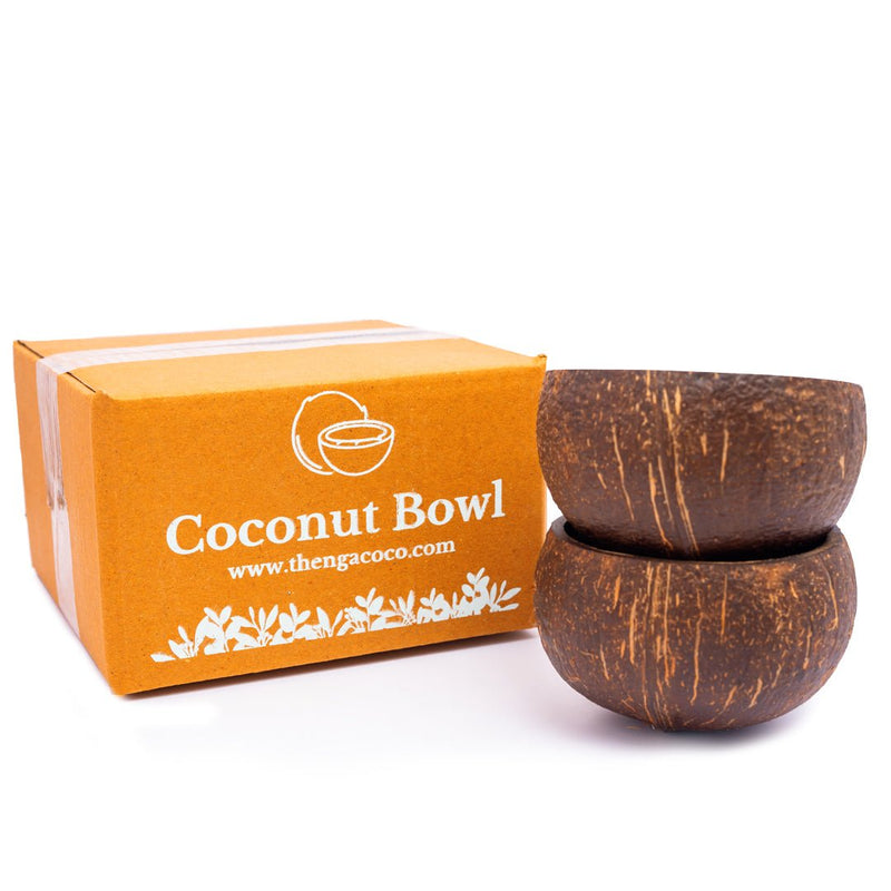 Raw Natural Coconut Shell Bowl - 350ml (Set of 2) | Verified Sustainable Plates & Bowls on Brown Living™