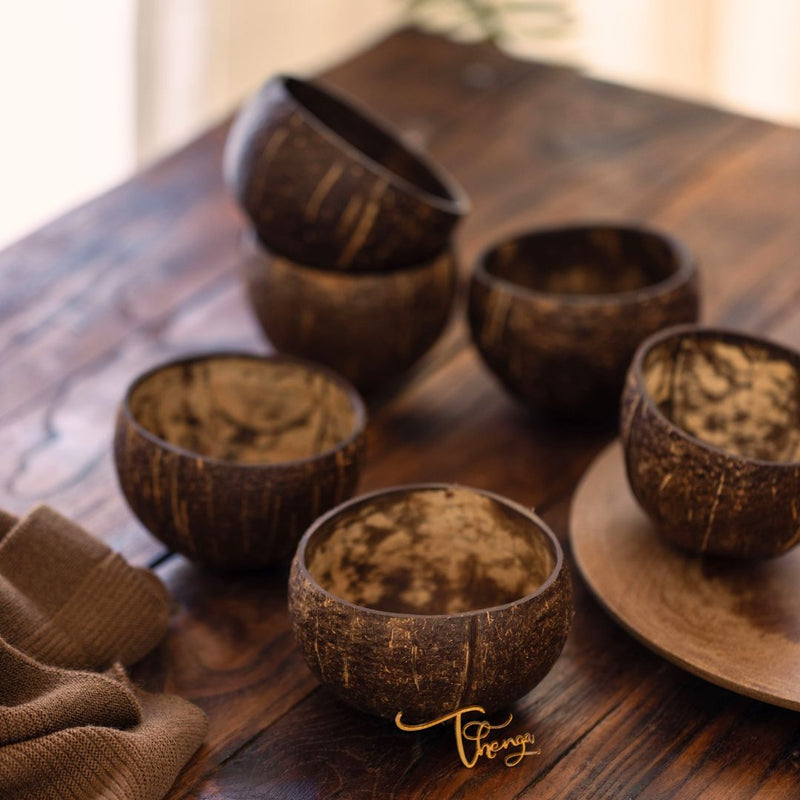 Raw Natural Coconut Shell Bowl - 350ml (Set of 2) | Verified Sustainable Plates & Bowls on Brown Living™