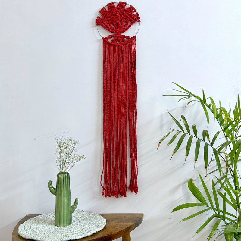 Red Macrame Tree of Life | Verified Sustainable Wall Decor on Brown Living™