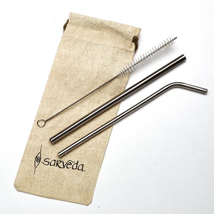 Reusable & Eco - friendly Stainless Steel Straws - Pack of 2 | Verified Sustainable Drinking Straws & Stirrers on Brown Living™