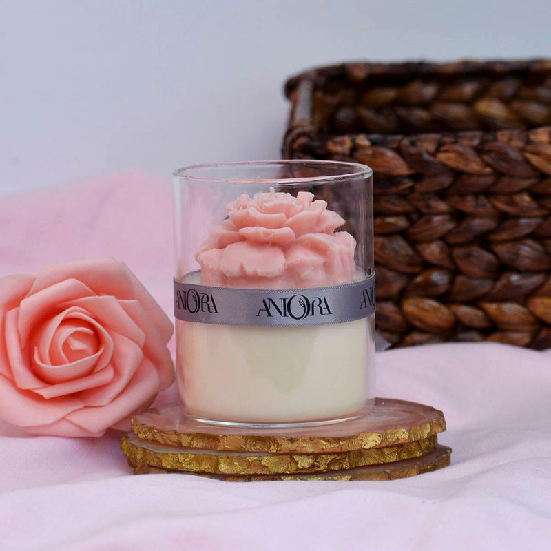 Rose Floral Jar Soy Wax Candle | Verified Sustainable Candles & Fragrances on Brown Living™