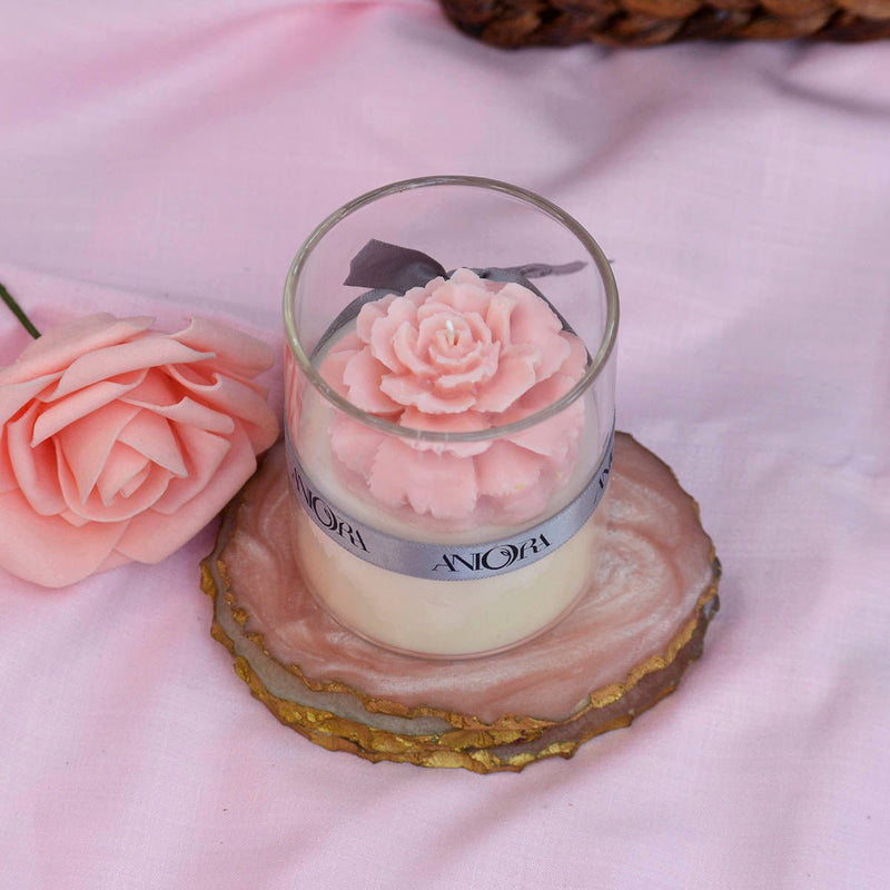 Rose Floral Jar Soy Wax Candle | Verified Sustainable Candles & Fragrances on Brown Living™