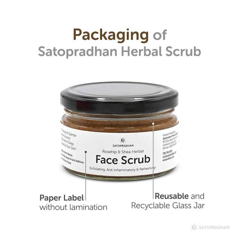 Rosehip & Shea Butter Exfoliating Herbal Scrub for Face & Body - 150g | Verified Sustainable Face Scrub on Brown Living™