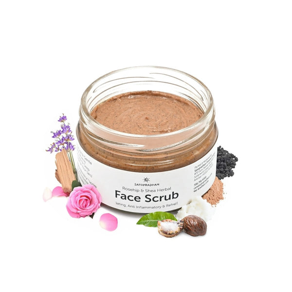 Rosehip & Shea Butter Exfoliating Herbal Scrub for Face & Body - 150g | Verified Sustainable Face Scrub on Brown Living™