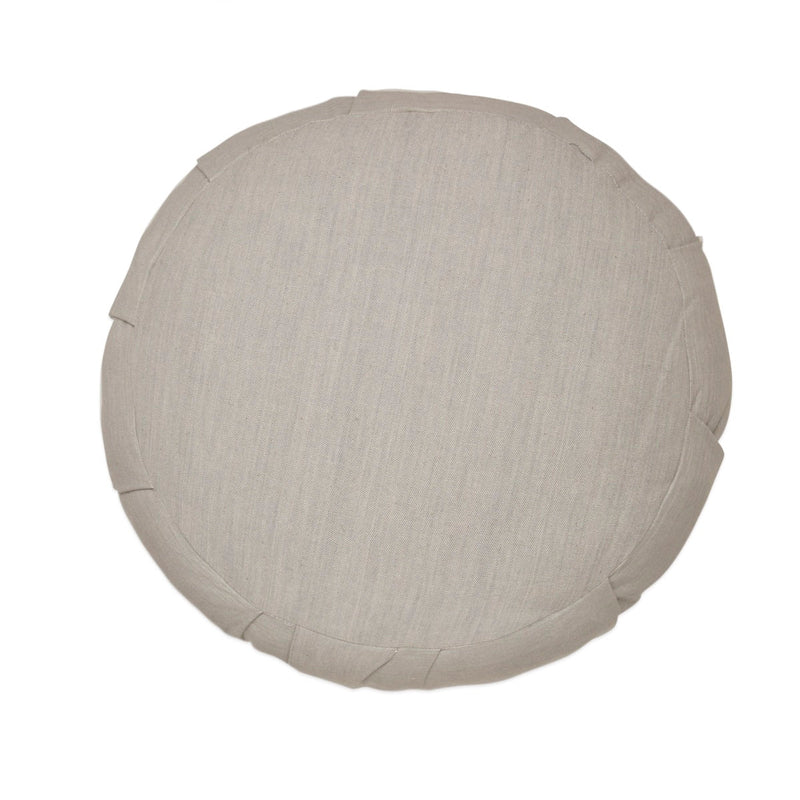 Round Zafu Meditation and Yoga Cushion - Filled with Cotton - Light Grey | Verified Sustainable Yoga Pillow on Brown Living™