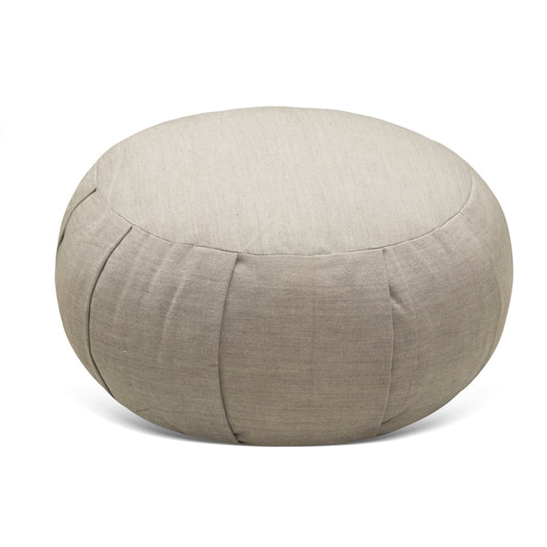 Round Zafu Meditation and Yoga Cushion - Filled with Cotton - Light Grey | Verified Sustainable Yoga Pillow on Brown Living™