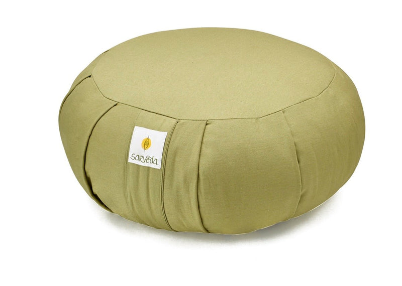 Round Zafu Meditation and Yoga Cushion - Filled with Cotton - Sage | Verified Sustainable Yoga Pillow on Brown Living™