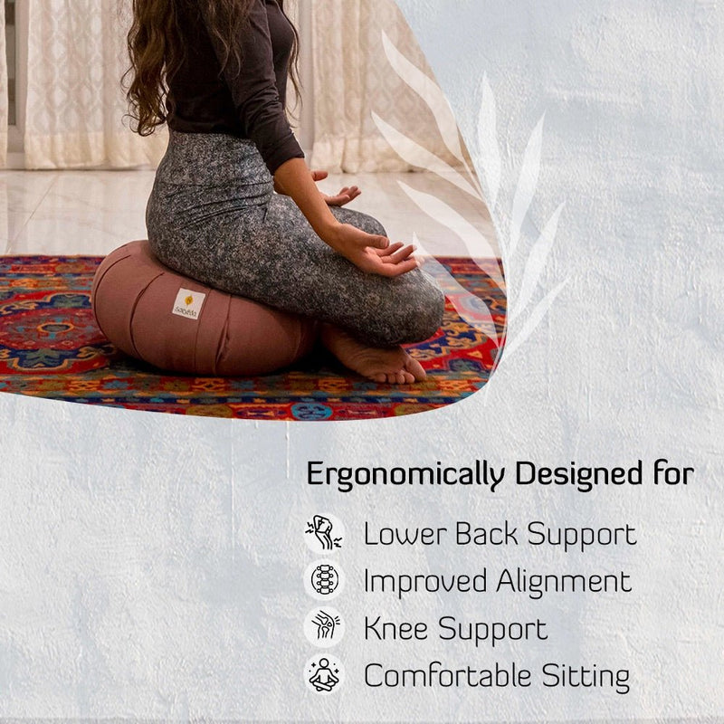 Round Zafu Meditation and Yoga Cushion - Filled with Cotton - Sage | Verified Sustainable Yoga Pillow on Brown Living™