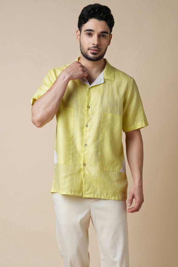 Rustle 100% Hemp Shirt - Yellow | Verified Sustainable Mens Shirt on Brown Living™