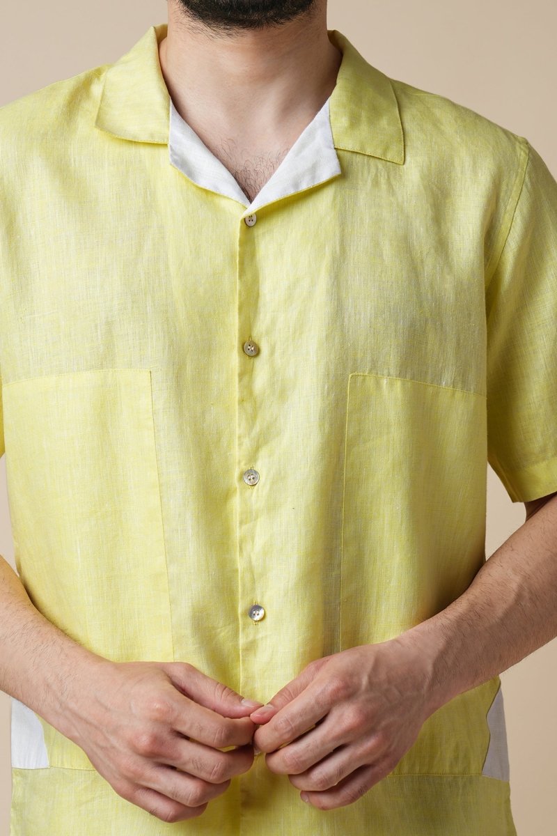 Rustle 100% Hemp Shirt - Yellow | Verified Sustainable Mens Shirt on Brown Living™