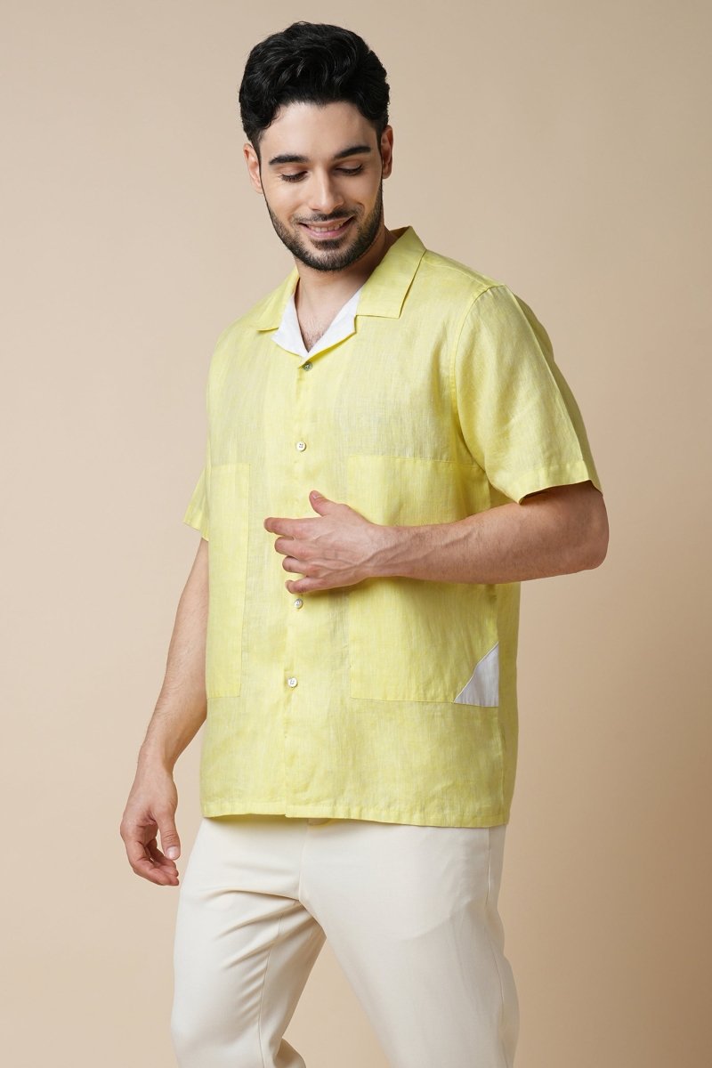 Rustle 100% Hemp Shirt - Yellow | Verified Sustainable Mens Shirt on Brown Living™